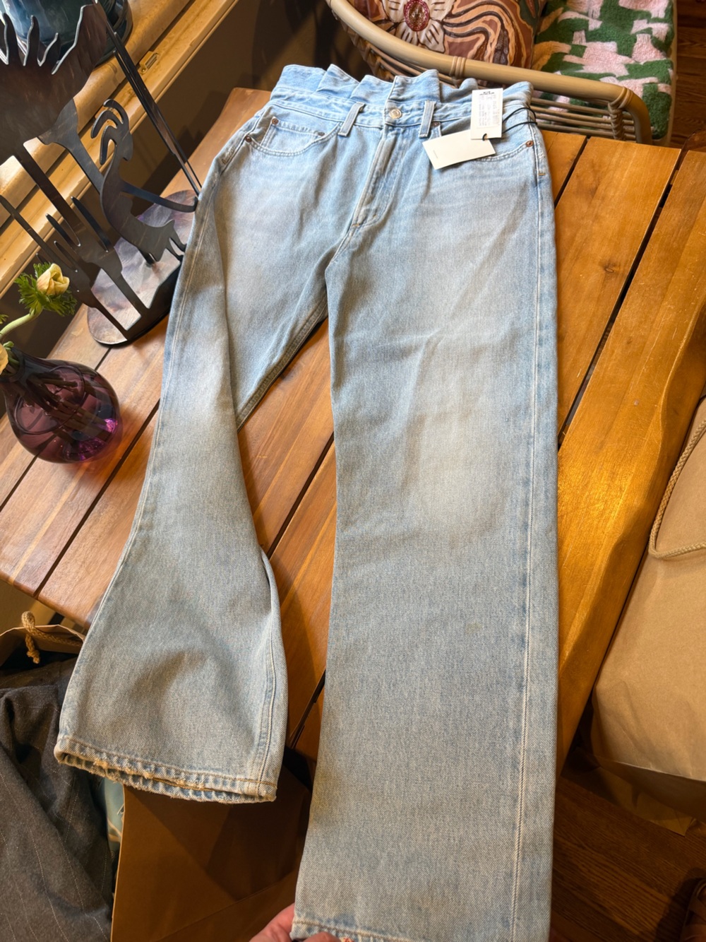 NWT Agolde Light Wash Denim Flared Jeans